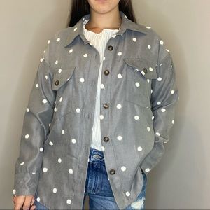 Blu Pepper Boutique Oversize Texture Polkadot Shirt Jacket Shacket Medium